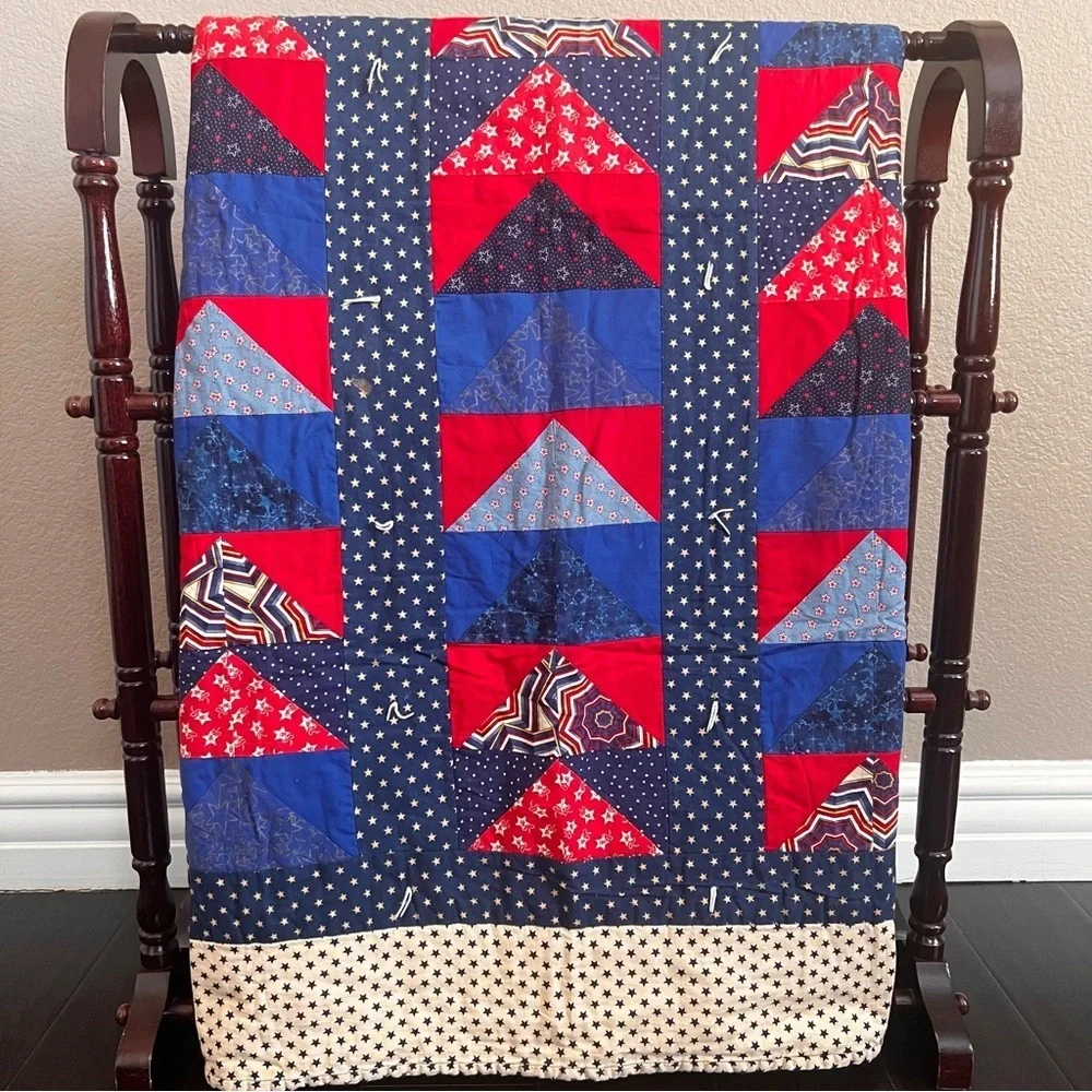50”x40” New Handmade Patriotic Quilt, 100% Cotton.